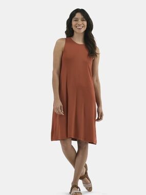 time and tru Sleeveless Knit swing Dress in Rust nwt